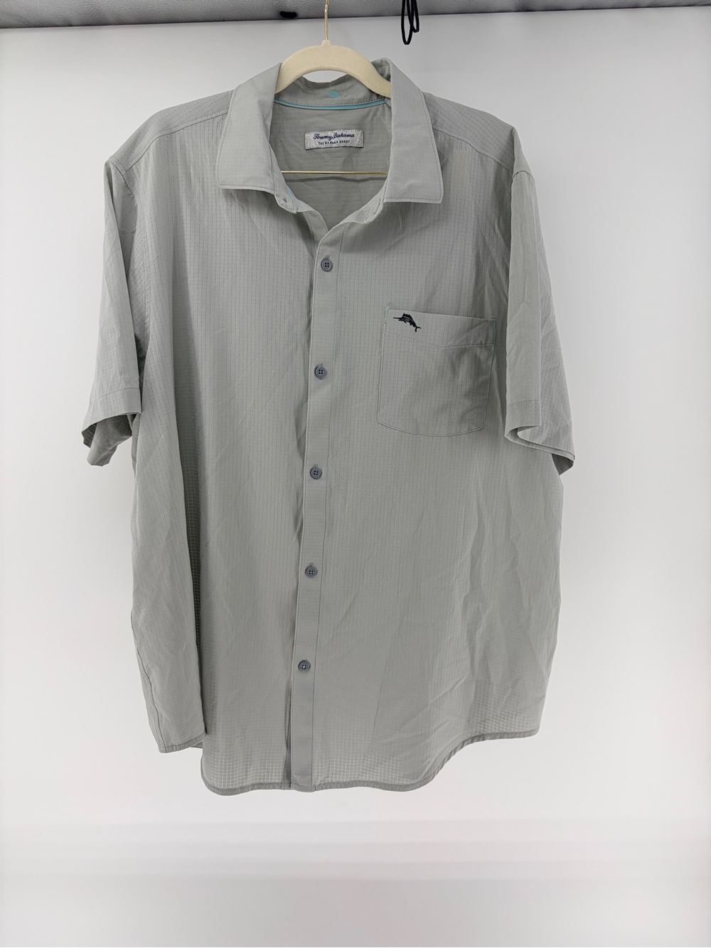 Tommy Bahama Men’s The Banana Coast Island Zone SS Button Shirt - Light Gray XL